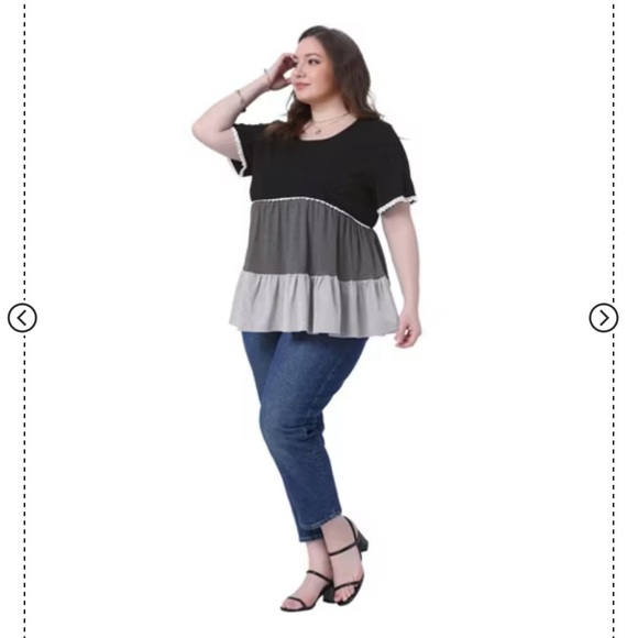 BloomChic Plus Size Colorblock Contrast Ruffle Tiered T-shirt 2XL us 18 - Picture 5 of 5